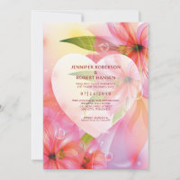 Pink Hibiscus Flower Wedding Floral Heart Dewdrop