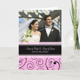 Anúncio Pink Swirls Elopement Photo Announcement Card