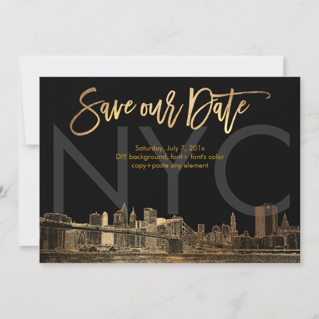 Anúncio PixDezines/Save Date/Faux Gold/NYC (Frente)