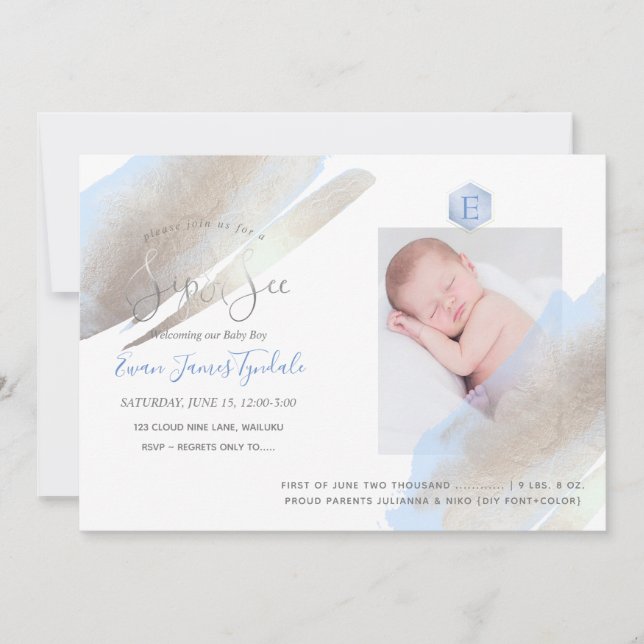 Anúncio PixDezines SIP+SEE, MONOGRAM, PLATINUM+BLUE (Frente)