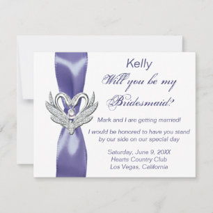 Anúncio Placa de Bridesmaid Púrpura Blue Silver Swans