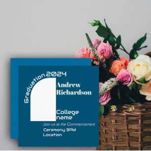 Anúncio Placa plana de graduação em tipografia branca-escu