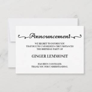 Anúncio Placas de cancelamento de Festa de aniversário