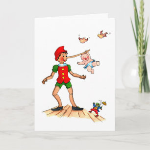Anúncio Playful Baby with Pinocchio - Birth Announcement