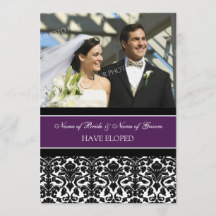 Anúncio Plum Damask Photo Elopement Cards