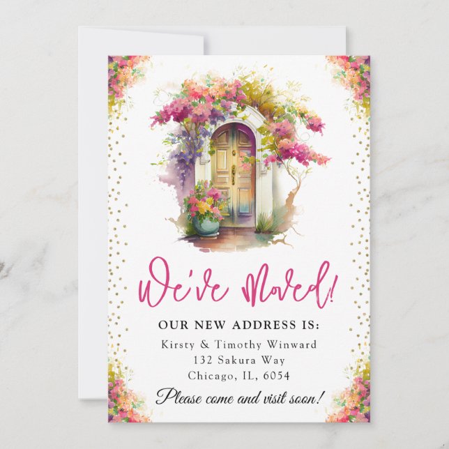 Anúncio Porta de Flores de Mola de Aquarela Nova Casa (Frente)