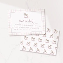 Preppy Pink Rocking Horse Books for Baby Card