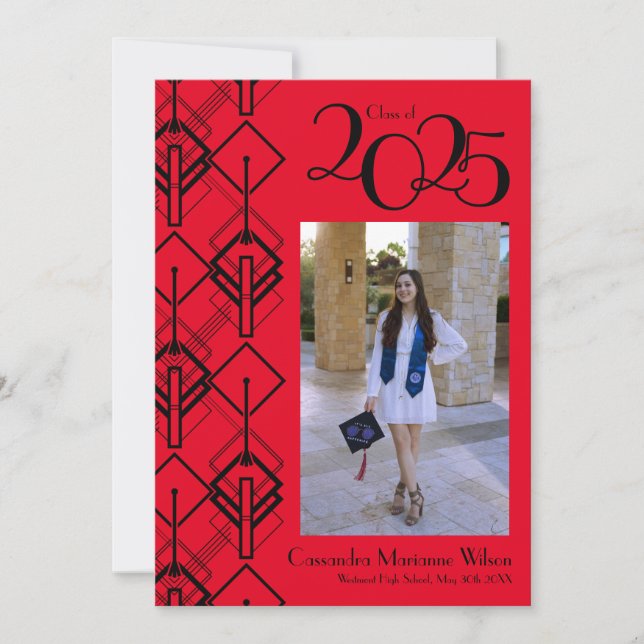 Anúncio Preto de Graduação Art Deco (Frente)