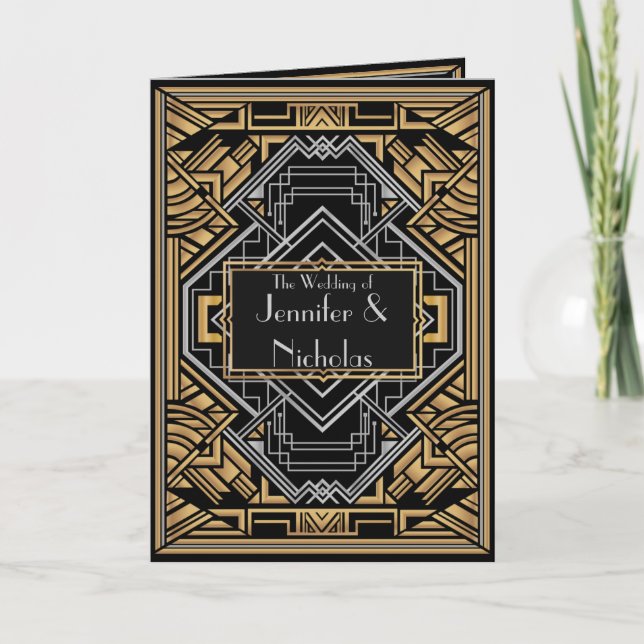 Anúncio Preto, Dourado e Prata Art Déco Falso (Frente)