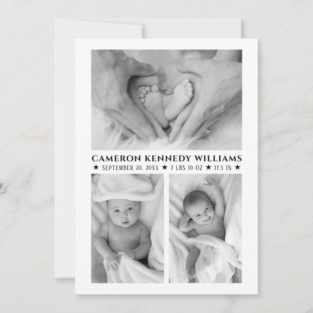 Anúncio Preto e Branco 3 Foto Olá Bebê Nascido (Frente)