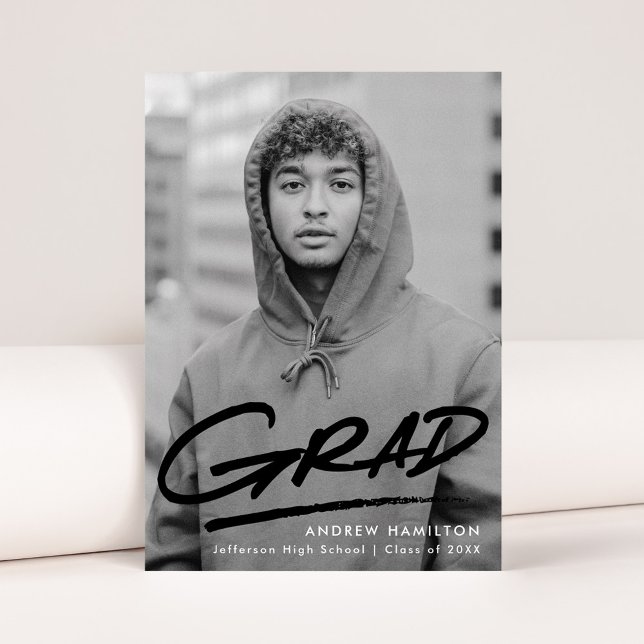 Anúncio Preto | Graduação de Fotos Moderna Dash (Criador carregado)