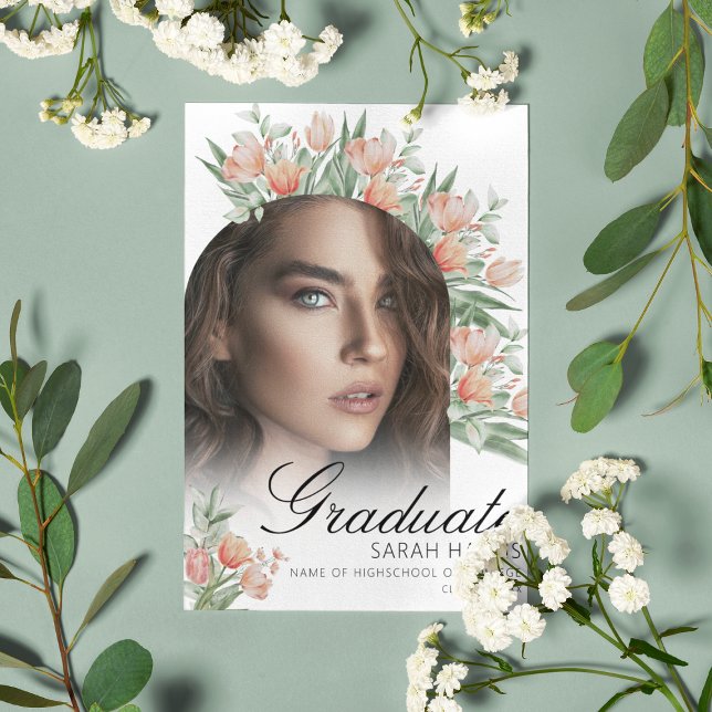 Anúncio Primavera Peachy Floral | Foto com Arco Formatura (Criador carregado)