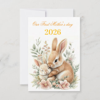 Anúncio Primeiro dia das mães 2026 coelho coelhinho aquare