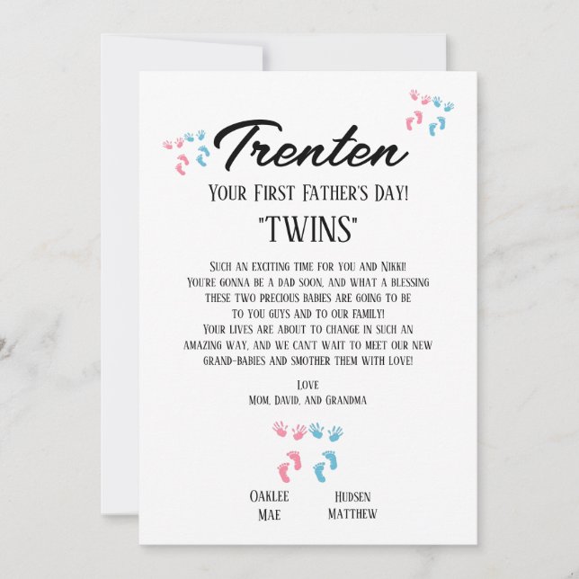 Anúncio Primeiro Dia de os pais para Gêmeos (Frente)