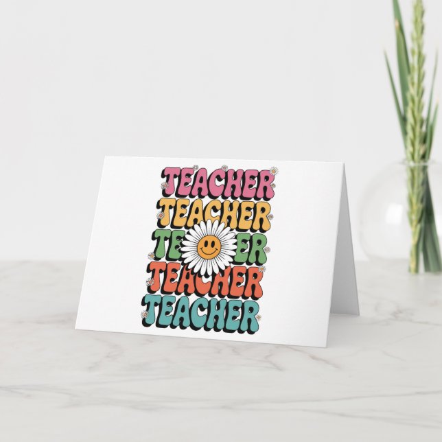 Anúncio Professor de Groové Flor de Daisy Cute Retro Escol (Frente)