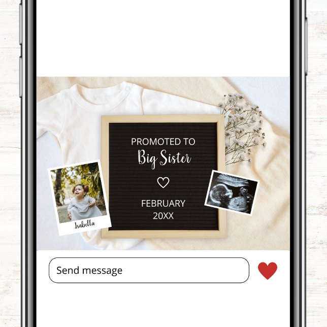 Anúncio Promovida Para A Gravidez De Foto Da "Big Sister S (Promoted To Big Sister Second Baby Photo Pregnancy Announcement)