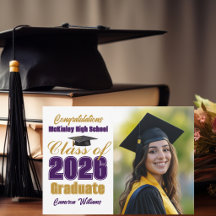 Purple Gold Class of 2026 Photo Graduation