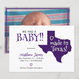 Anúncio Purple Striped Made in Texas Photo Baby