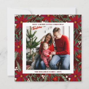 Anúncio Quadrado floral vermelho de Natal feliz