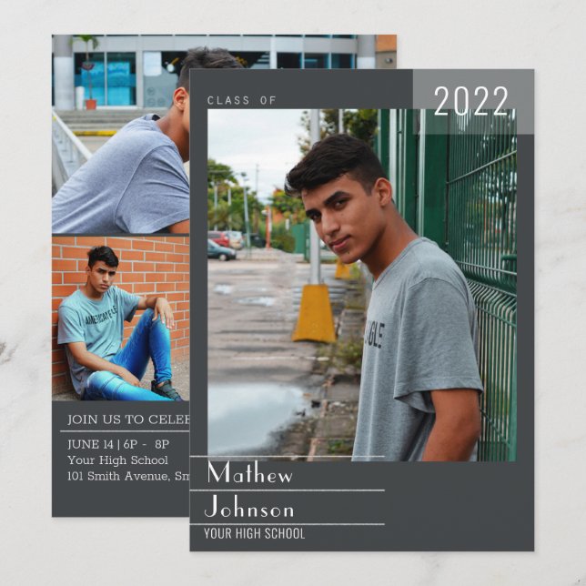 Anúncio Quadro Masculino Moderno Adicionar Sua Graduação F (Frente/Verso)