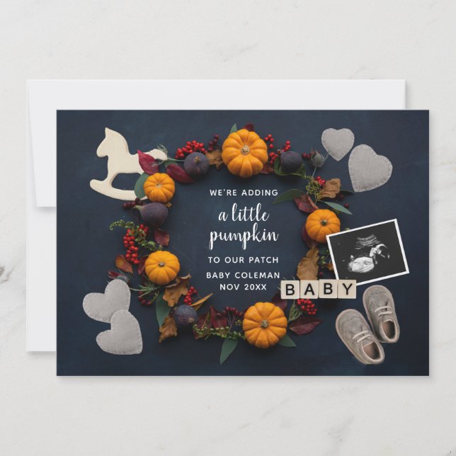 Anúncio Queda Ação de Graças Pumpkin Gravidez Revelação Ba (Frente)