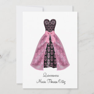 Anúncio Quinceanera Rosa Damask Festa de 15 anos