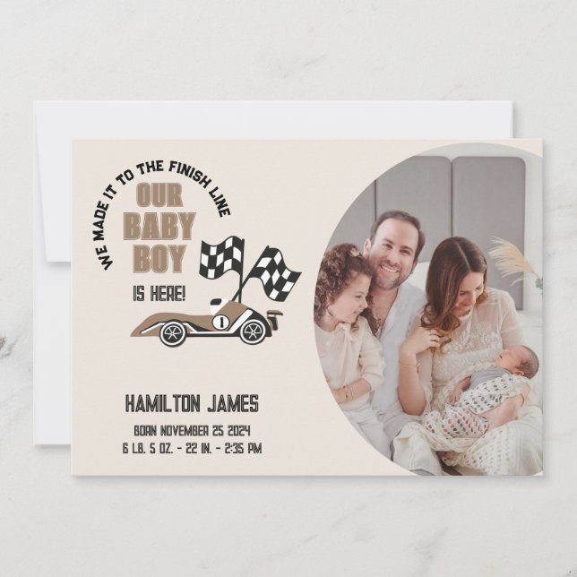 Anúncio Race Car Baby Boy Birth (Frente)