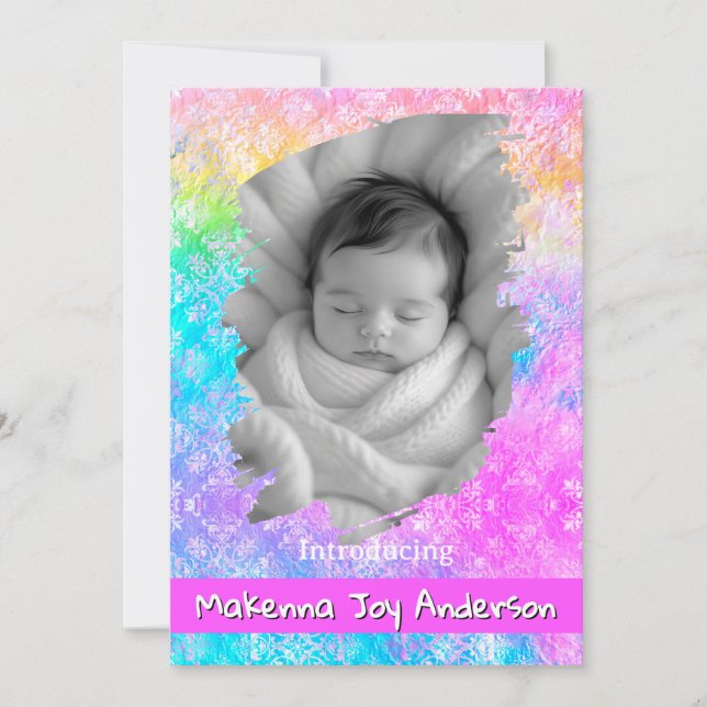 Anúncio [Rainbow Damask] Soft Pastels Baby Girl Birth (Frente)