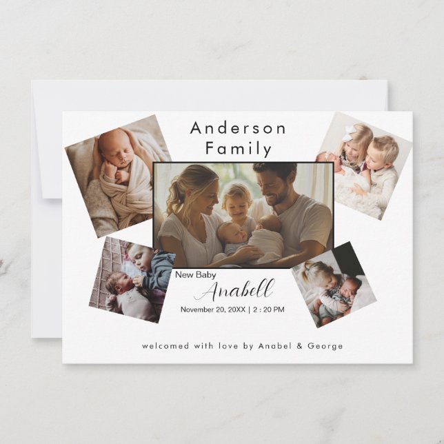Anúncio Random Family Photo Collage Birth Announcement  (Frente)