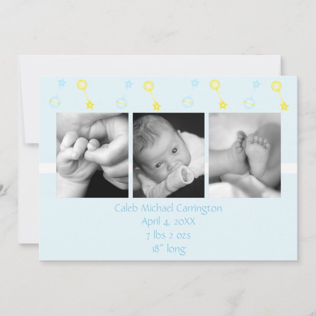 Anúncio Rattle n Roll Birth Annoucimento (azul) (Frente)