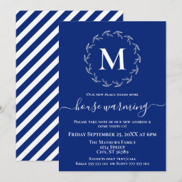 Anúncio Real Blue White Wreath Monograma House Aquecimento