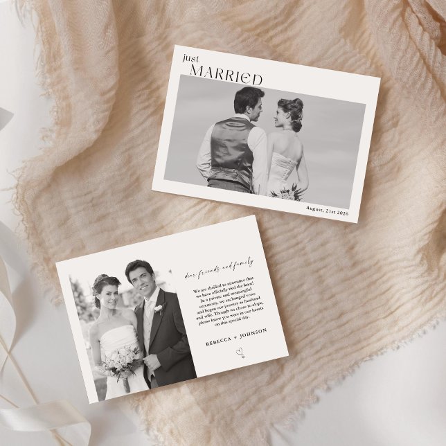 Anúncio Recém-Casados Foto Preto e Branco Moderno (Criador carregado)