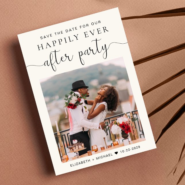 Anúncio Recepção de casamento Chic Photo Cream Salvar a Da (Criador carregado)