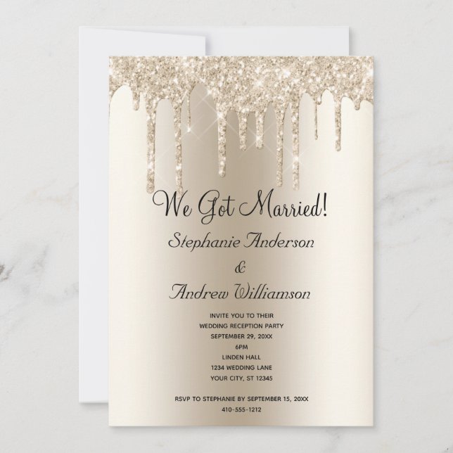 Anúncio Recepção de Casamento com Brilho de Champanhe (Frente)