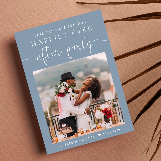 Anúncio Recepção de casamento de Foto Azul Dusty Salve a D (Criador carregado)