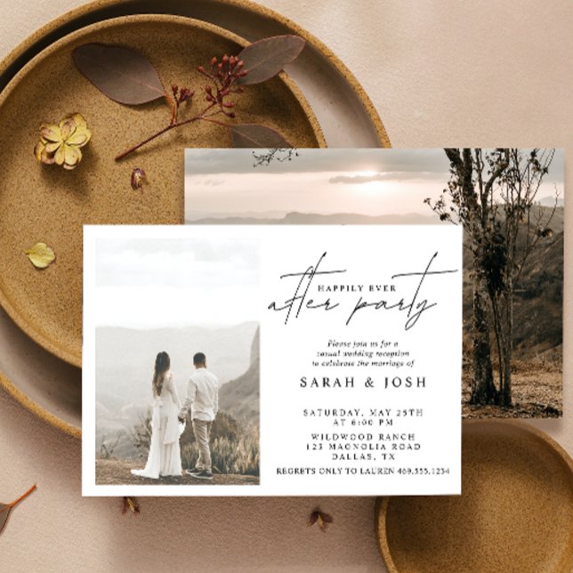 Anúncio Recepção de casamento de Foto Feliz de Todos Após  (Easily personalize by uploading your photos and entering your names and wedding details)