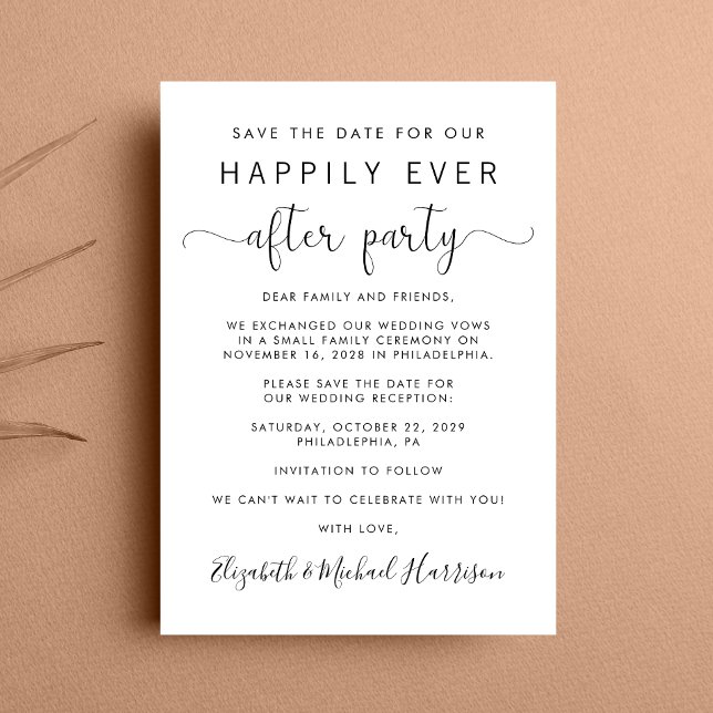 Anúncio Recepção de casamento Salvar a Data (A chic save the date announcement for a reception to celebrate your elopement or private wedding )