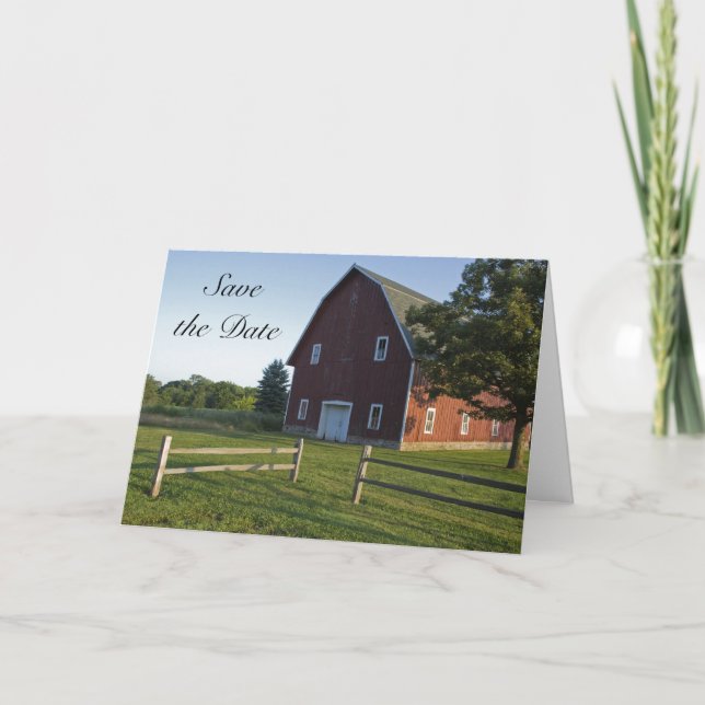 Anúncio Red Barn com Fence Weding Date (Frente)