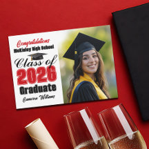 Red Black Class of 2026 Graduate Photo Graduation