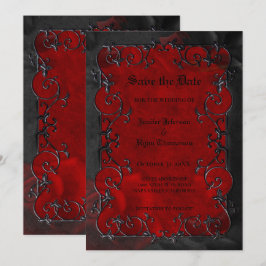 Anúncio Red Gothic halloween wedding save the date