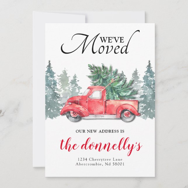 Anúncio Red Truck Winter New Address Moving (Frente)