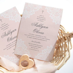 Anúncio Renda Vintage Rosa Religioso Batismo & Batizado