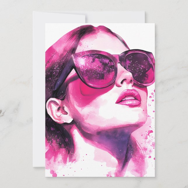 Anúncio Retrato de mulher da moda chic glamour aquarela (Frente)