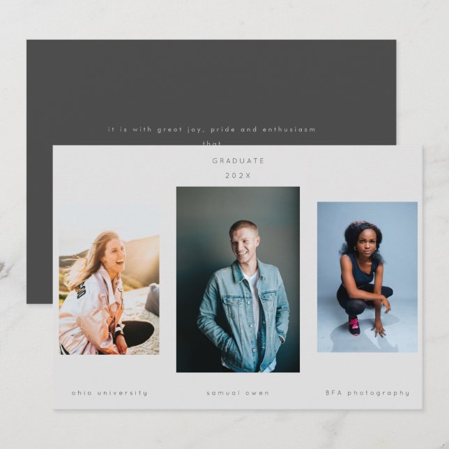 Anúncio Retrato do Minimalismo Três Cinzas Universitárias  (Frente/Verso)