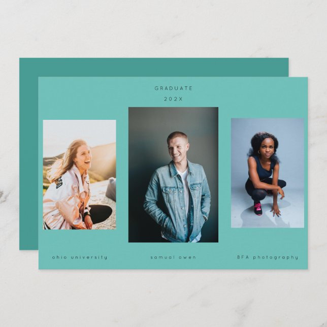 Anúncio Retrato do Minimalismo Três Verdes Universitários (Frente/Verso)