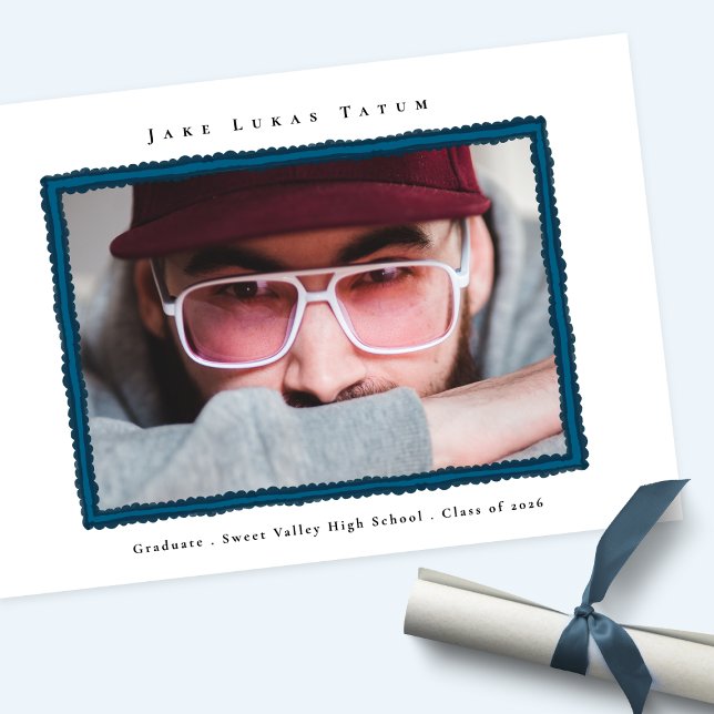 Anúncio Retro Photo Blue Frame Graduation High School (Criador carregado)