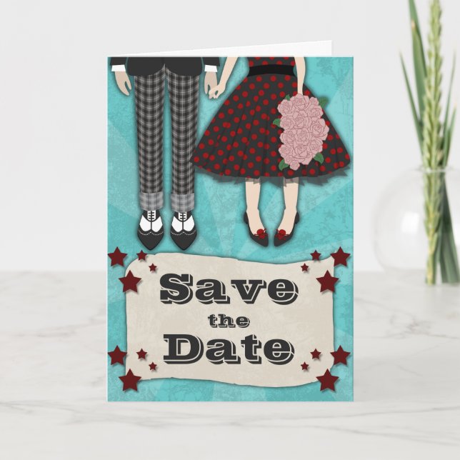 Anúncio Rockabilly Wedding, salve a data (Frente)