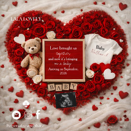 Anúncio Romantic baby reveal pregnancy announcement card