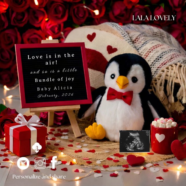 Anúncio Romantic Valentines Pregnancy Announcement card (Criador carregado)
