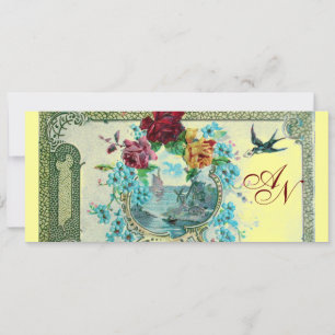 Anúncio ROMANTİCA 3 MONOGRAMA, cor-de-rosa azul amarelo